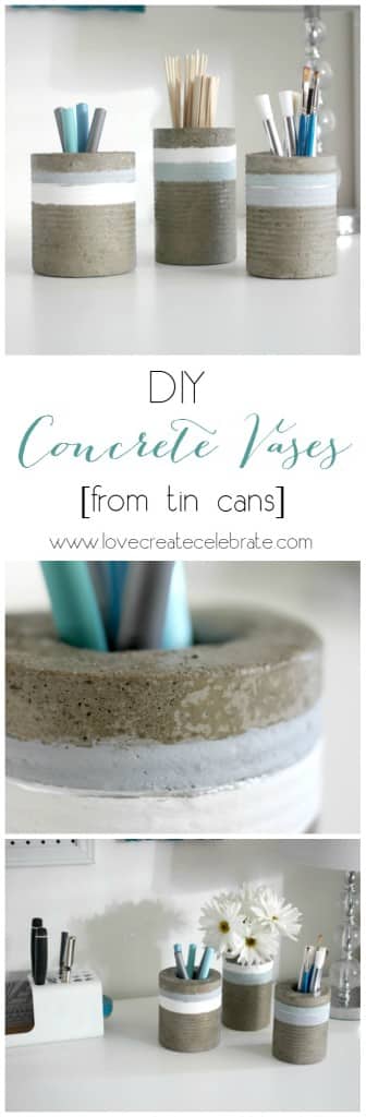 DIY Concrete Vases [from tin cans]
